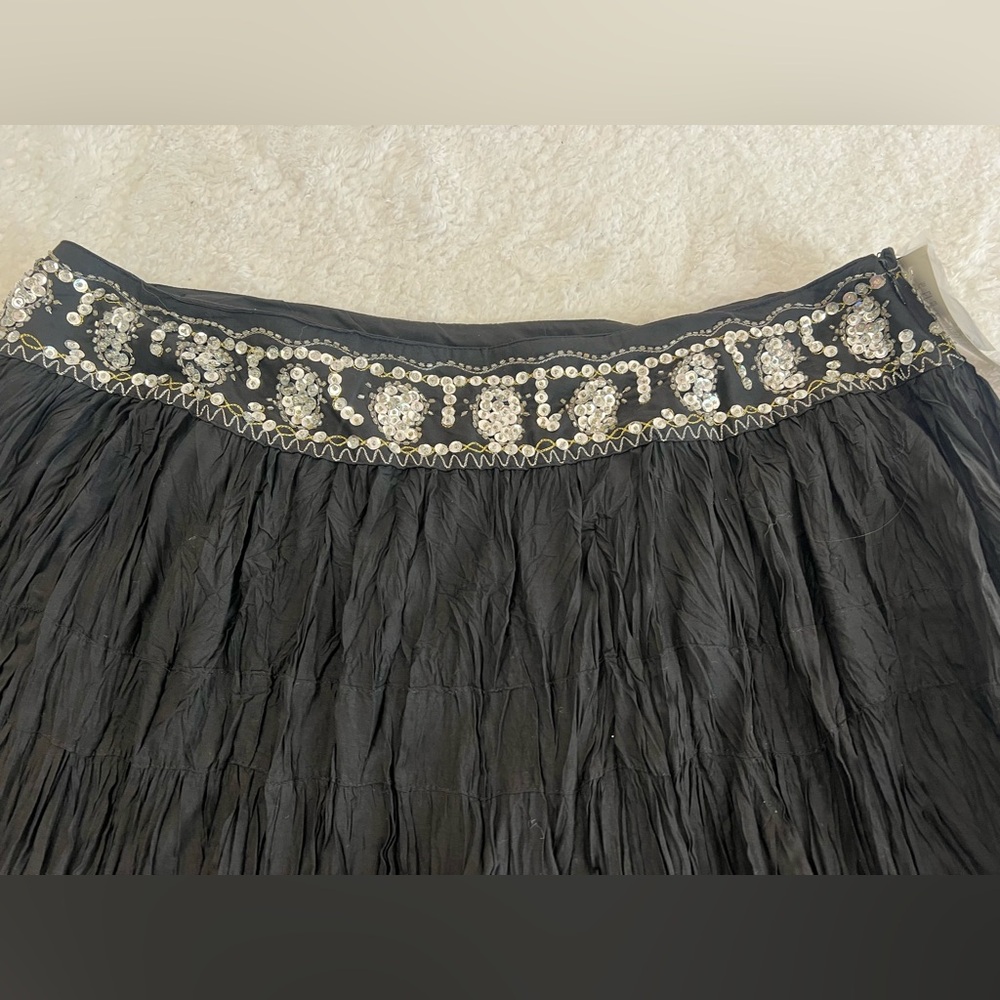 Nygard Collection Skirt Midi Crinkled Beaded Waist Lined Gypsie Prairie Boho 16 - Picture 5 of 13